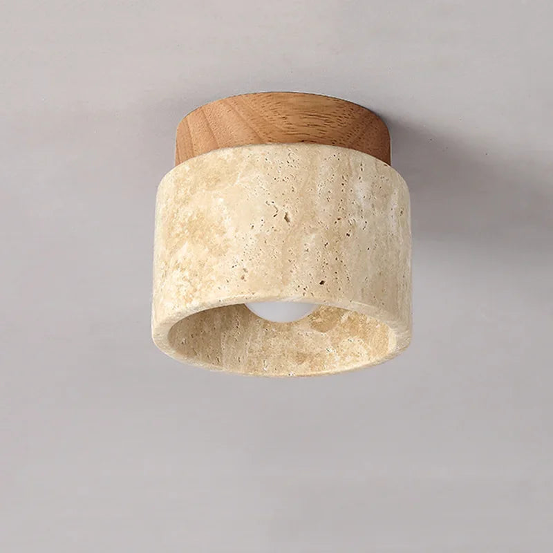 Japanese Style Stone Wood Ceiling Light