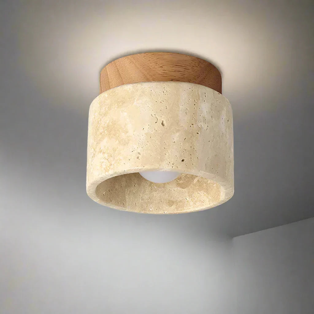 Japanese Style Stone Wood Ceiling Light