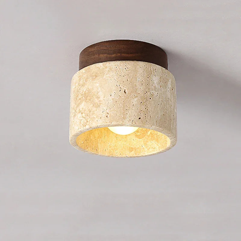 Japanese Style Stone Wood Ceiling Light