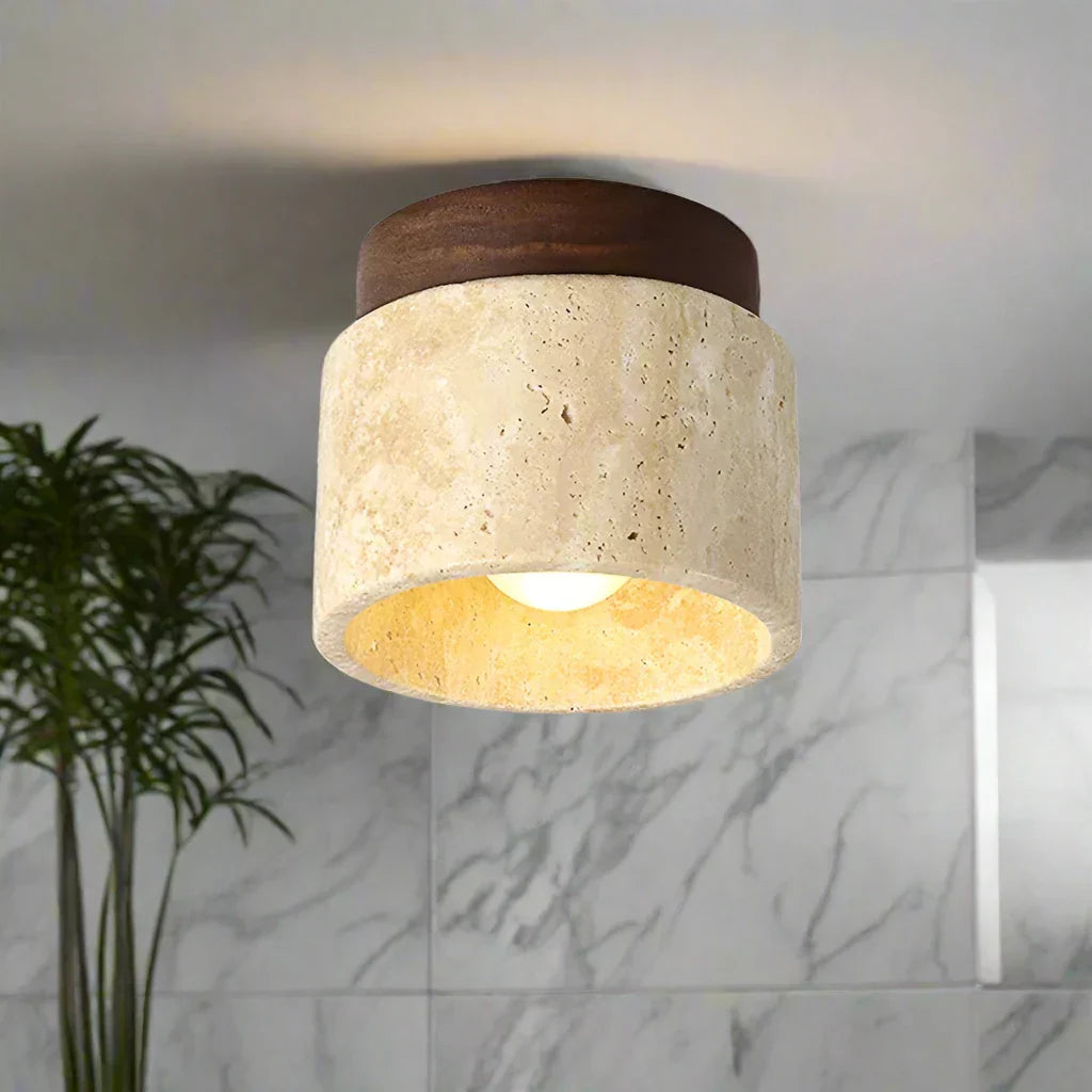 Japanese Style Stone Wood Ceiling Light