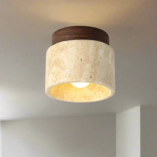 Japanese Style Stone Wood Ceiling Light