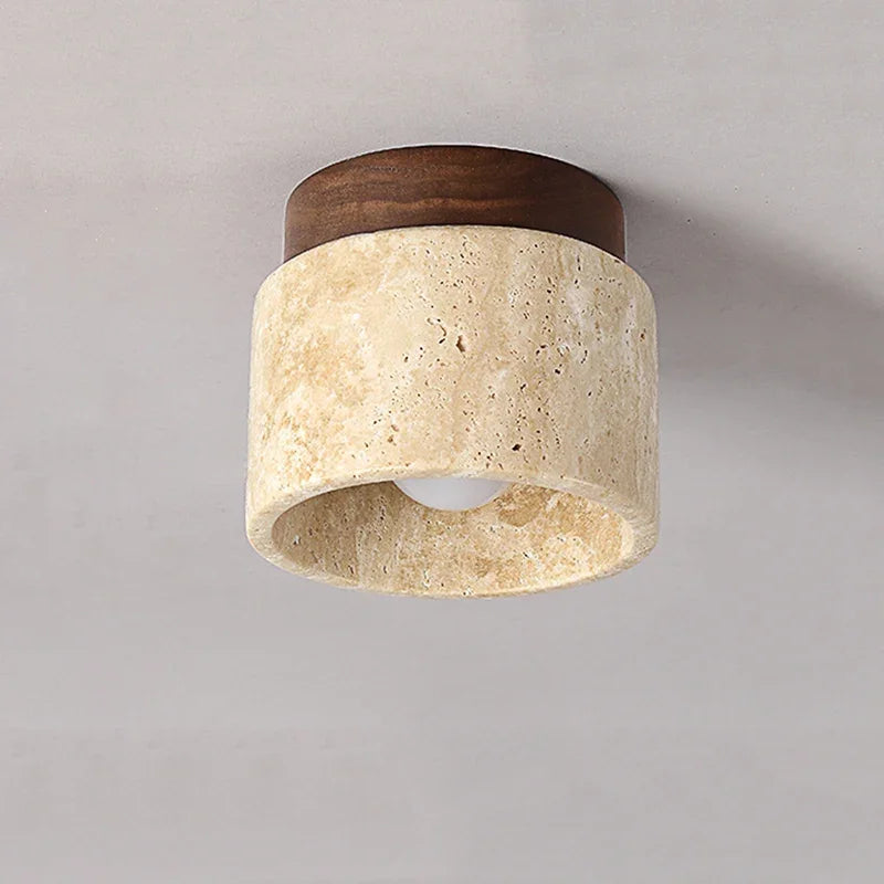 Japanese Style Stone Wood Ceiling Light
