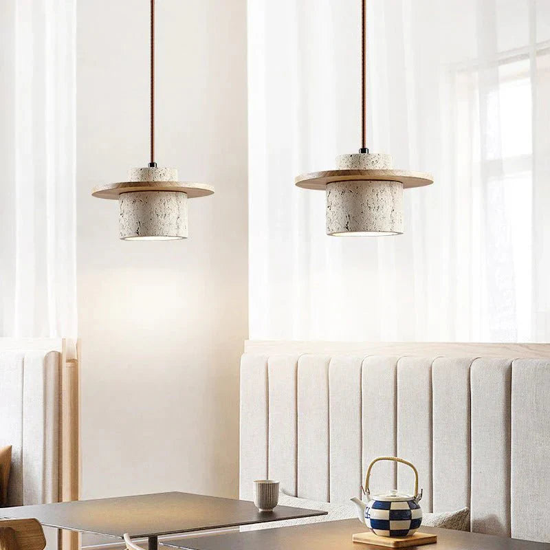 Elegant Travertine Hanging Light