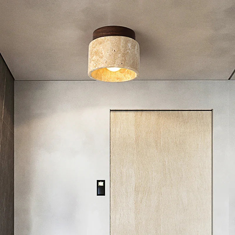 Japanese Style Stone Wood Ceiling Light